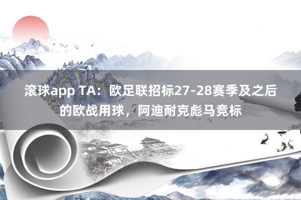 滚球app TA：欧足联招标27-28赛季及之后的欧战用球，阿迪耐克彪马竞标