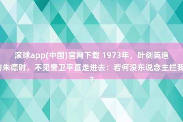 滚球app(中国)官网下载 1973年，叶剑英造访朱德时，不见警卫平直走进去：若何没东说念主拦我？