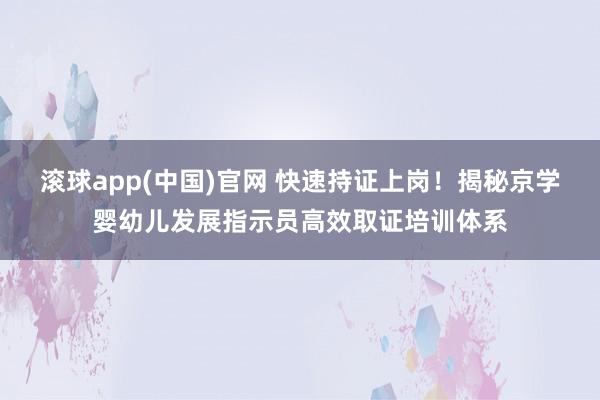 滚球app(中国)官网 快速持证上岗！揭秘京学婴幼儿发展指示员高效取证培训体系