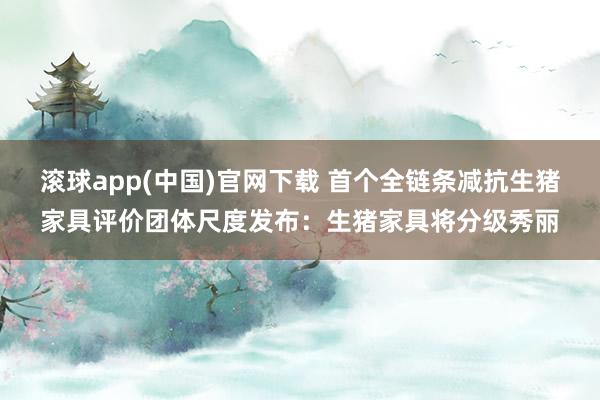 滚球app(中国)官网下载 首个全链条减抗生猪家具评价团体尺度发布：生猪家具将分级秀丽