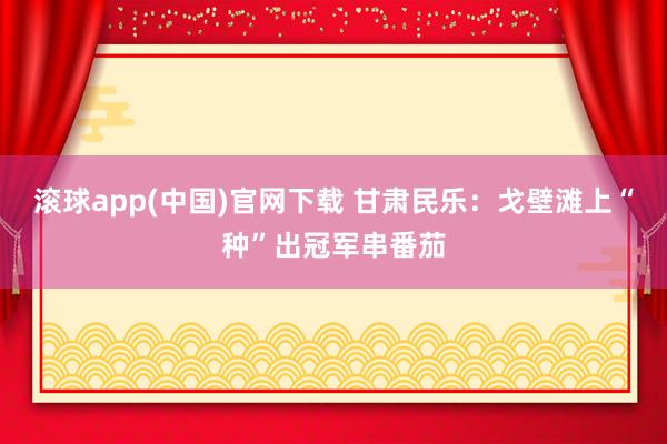 滚球app(中国)官网下载 甘肃民乐：戈壁滩上“种”出冠军串番茄