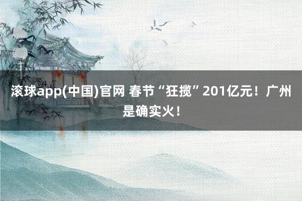 滚球app(中国)官网 春节“狂揽”201亿元！广州是确实火！