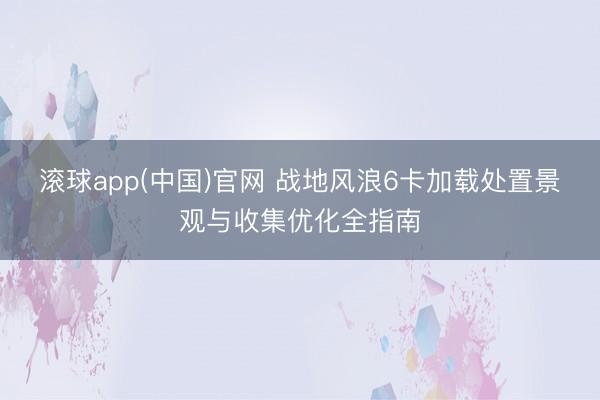 滚球app(中国)官网 战地风浪6卡加载处置景观与收集优化全指南