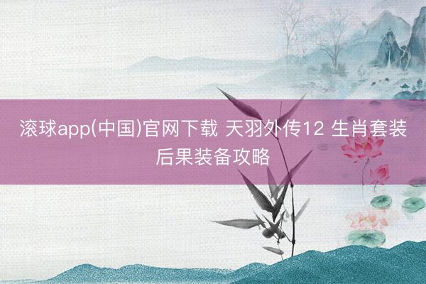 滚球app(中国)官网下载 天羽外传12 生肖套装后果装备攻略