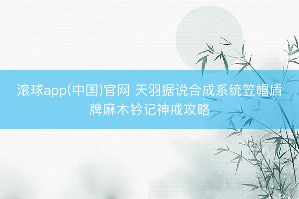 滚球app(中国)官网 天羽据说合成系统笠帽盾牌麻木钤记神戒攻略