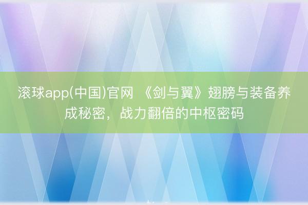 滚球app(中国)官网 《剑与翼》翅膀与装备养成秘密，战力翻倍的中枢密码