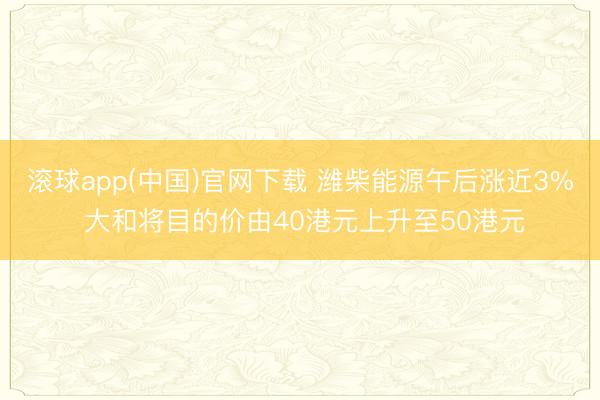 滚球app(中国)官网下载 潍柴能源午后涨近3% 大和将目的价由40港元上升至50港元