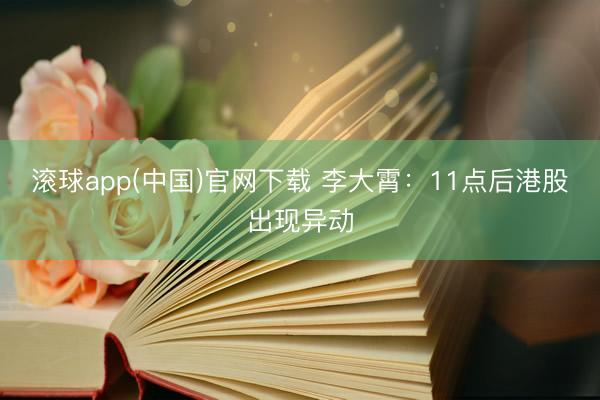 滚球app(中国)官网下载 李大霄：11点后港股出现异动