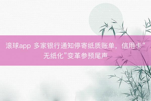 滚球app 多家银行通知停寄纸质账单，信用卡“无纸化”变革参预尾声