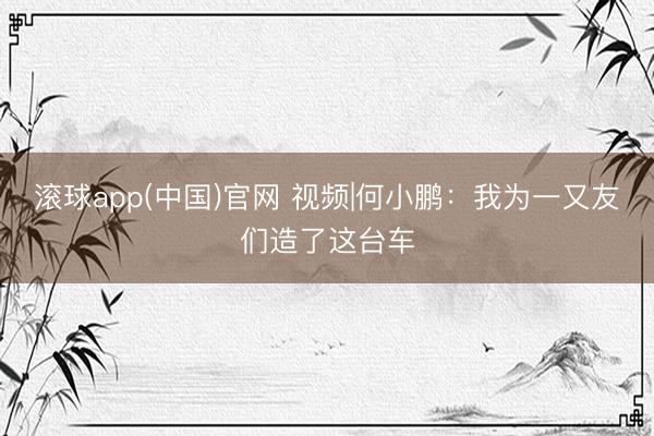 滚球app(中国)官网 视频|何小鹏：我为一又友们造了这台车