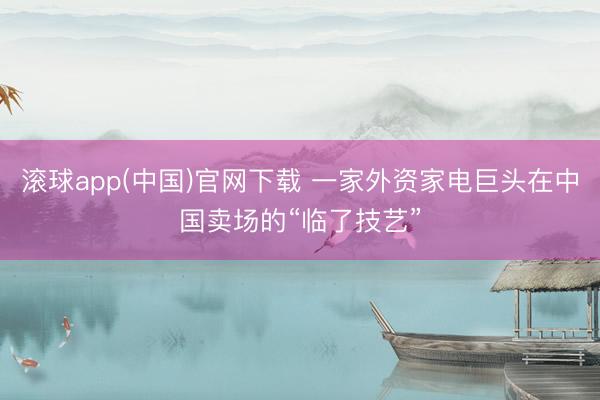 滚球app(中国)官网下载 一家外资家电巨头在中国卖场的“临了技艺”