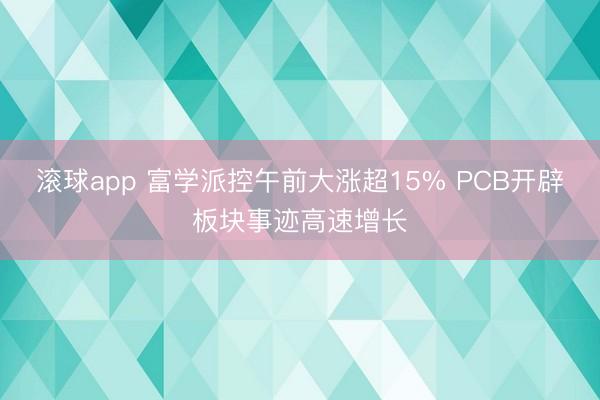滚球app 富学派控午前大涨超15% PCB开辟板块事迹高速增长