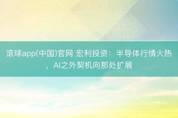 滚球app(中国)官网 宏利投资：半导体行情火热，AI之外契机向那处扩展