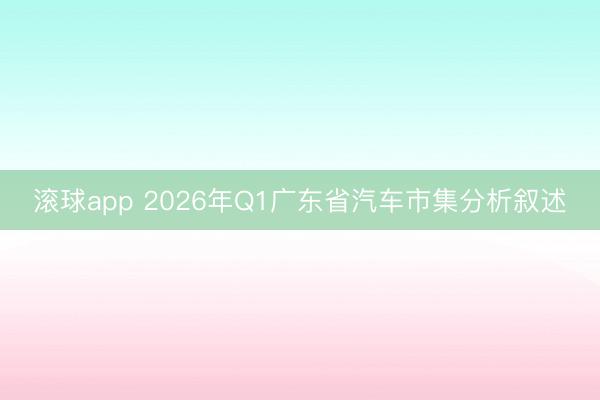 滚球app 2026年Q1广东省汽车市集分析叙述