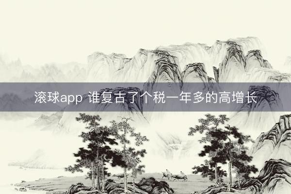 滚球app 谁复古了个税一年多的高增长