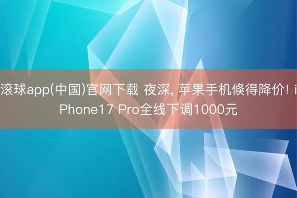 滚球app(中国)官网下载 夜深， 苹果手机倏得降价! iPhone17 Pro全线下调1000元
