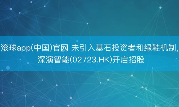 滚球app(中国)官网 未引入基石投资者和绿鞋机制， 深演智能(02723.HK)开启招股