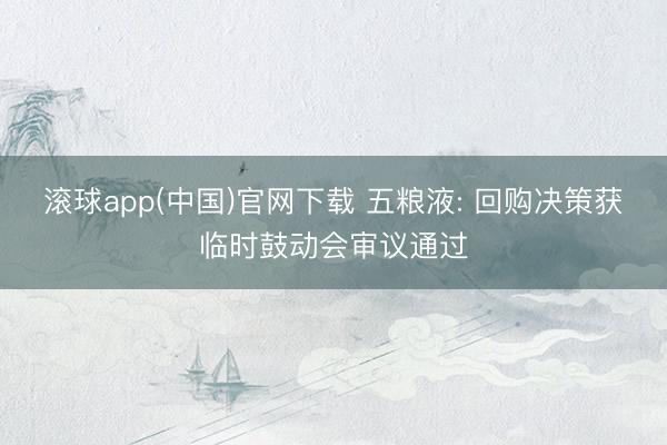 滚球app(中国)官网下载 五粮液: 回购决策获临时鼓动会审议通过
