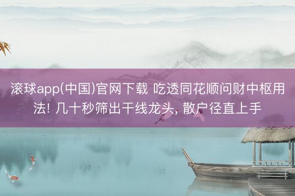 滚球app(中国)官网下载 吃透同花顺问财中枢用法! 几十秒筛出干线龙头， 散户径直上手