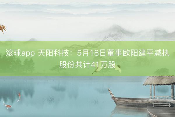滚球app 天阳科技:5月18日董事欧阳建平减执股份共计41万股