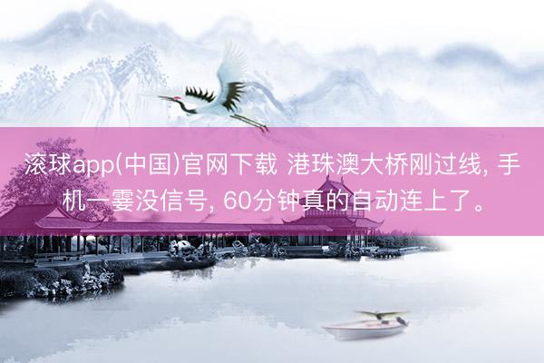 滚球app(中国)官网下载 港珠澳大桥刚过线， 手机一霎没信号， 60分钟真的自动连上了。