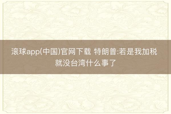 滚球app(中国)官网下载 特朗普:若是我加税 就没台湾什么事了