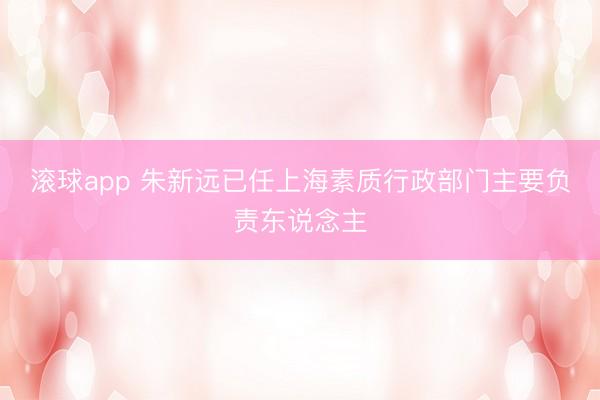 滚球app 朱新远已任上海素质行政部门主要负责东说念主