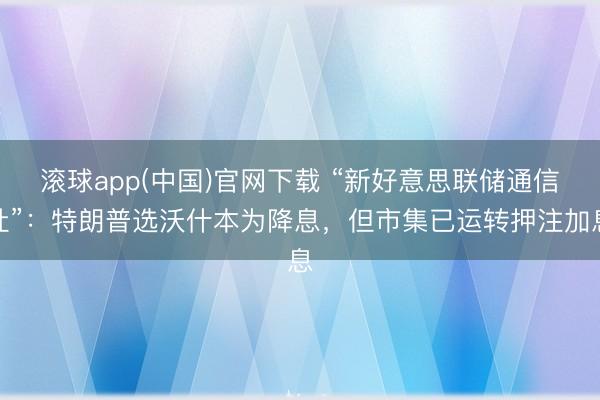 滚球app(中国)官网下载 “新好意思联储通信社”：特朗普选沃什本为降息，但市集已运转押注加息