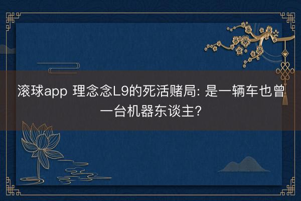 滚球app 理念念L9的死活赌局: 是一辆车也曾一台机器东谈主?
