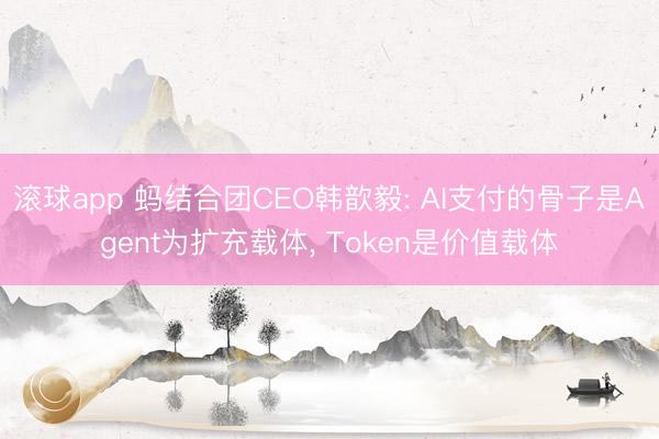 滚球app 蚂结合团CEO韩歆毅: AI支付的骨子是Agent为扩充载体， Token是价值载体
