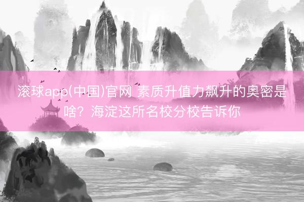 滚球app(中国)官网 素质升值力飙升的奥密是啥？海淀这所名校分校告诉你