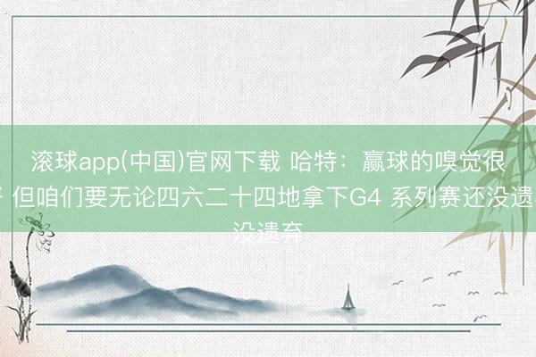 滚球app(中国)官网下载 哈特：赢球的嗅觉很好 但咱们要无论四六二十四地拿下G4 系列赛还没遗弃