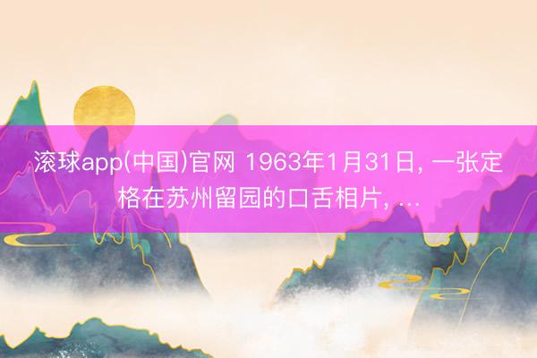 滚球app(中国)官网 1963年1月31日, 一张定格在苏州留园的口舌相片, …