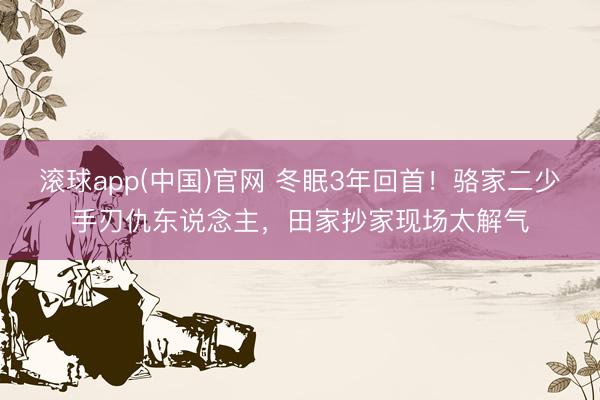 滚球app(中国)官网 冬眠3年回首！骆家二少手刃仇东说念主，田家抄家现场太解气