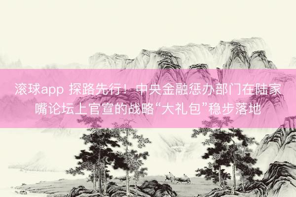 滚球app 探路先行！中央金融惩办部门在陆家嘴论坛上官宣的战略“大礼包”稳步落地