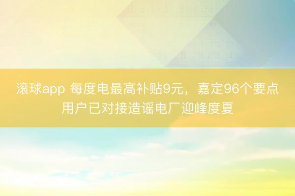 滚球app 每度电最高补贴9元，嘉定96个要点用户已对接造谣电厂迎峰度夏