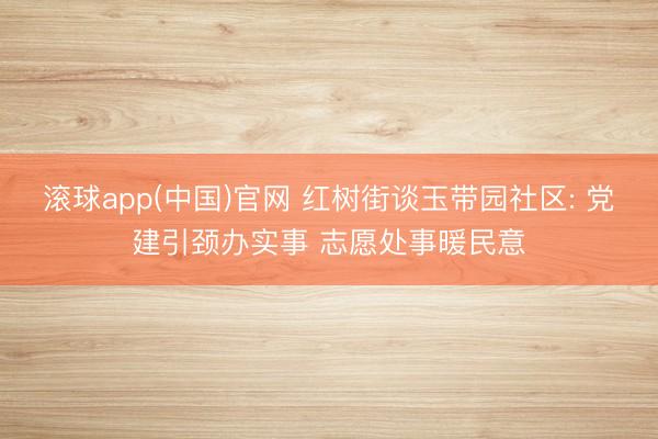 滚球app(中国)官网 红树街谈玉带园社区: 党建引颈办实事 志愿处事暖民意