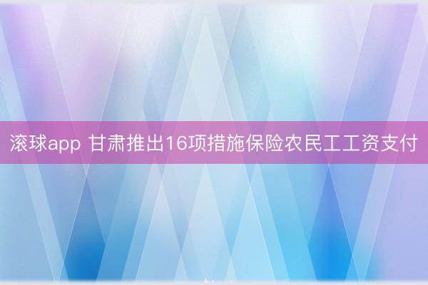 滚球app 甘肃推出16项措施保险农民工工资支付