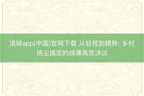 滚球app(中国)官网下载 从轻视到精熟: 乡村扬尘搞定的绵薄高效决议