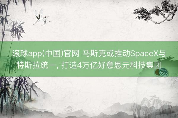 滚球app(中国)官网 马斯克或推动SpaceX与特斯拉统一, 打造4万亿好意思元科技集团