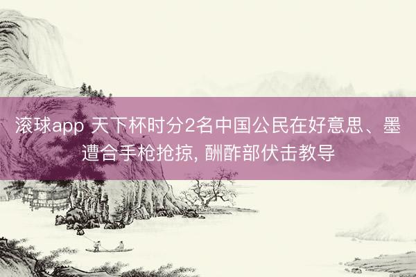 滚球app 天下杯时分2名中国公民在好意思、墨遭合手枪抢掠， 酬酢部伏击教导