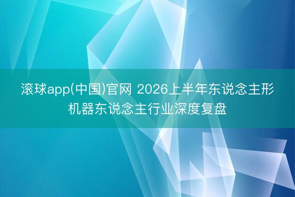 滚球app(中国)官网 2026上半年东说念主形机器东说念主行业深度复盘