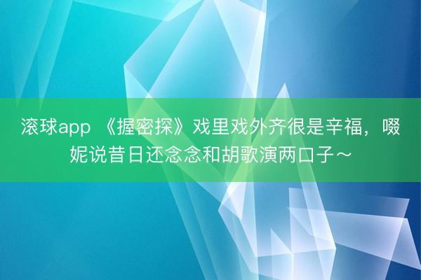 滚球app 《握密探》戏里戏外齐很是辛福,啜妮说昔日还念念和胡歌演两口子~